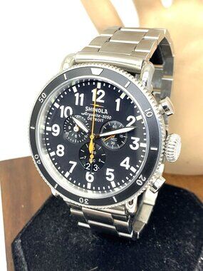 Shinola Mens Watch S0120001118 Black Blizzard Quartz Chronograph Stainless Steel